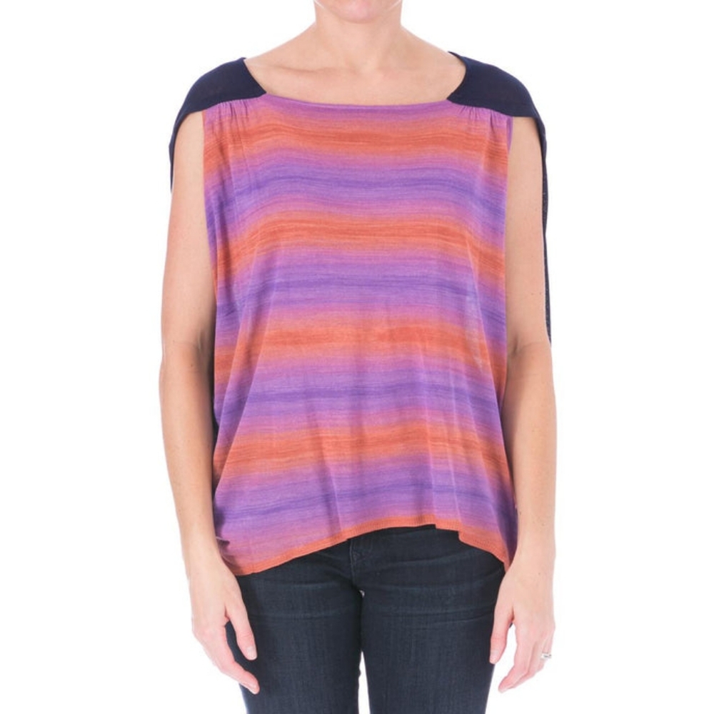 Elizabeth and James Space Sky Knit Hi Low Top Purple Orange Size S